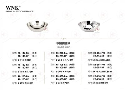 WNK 不鏽鋼圓碗